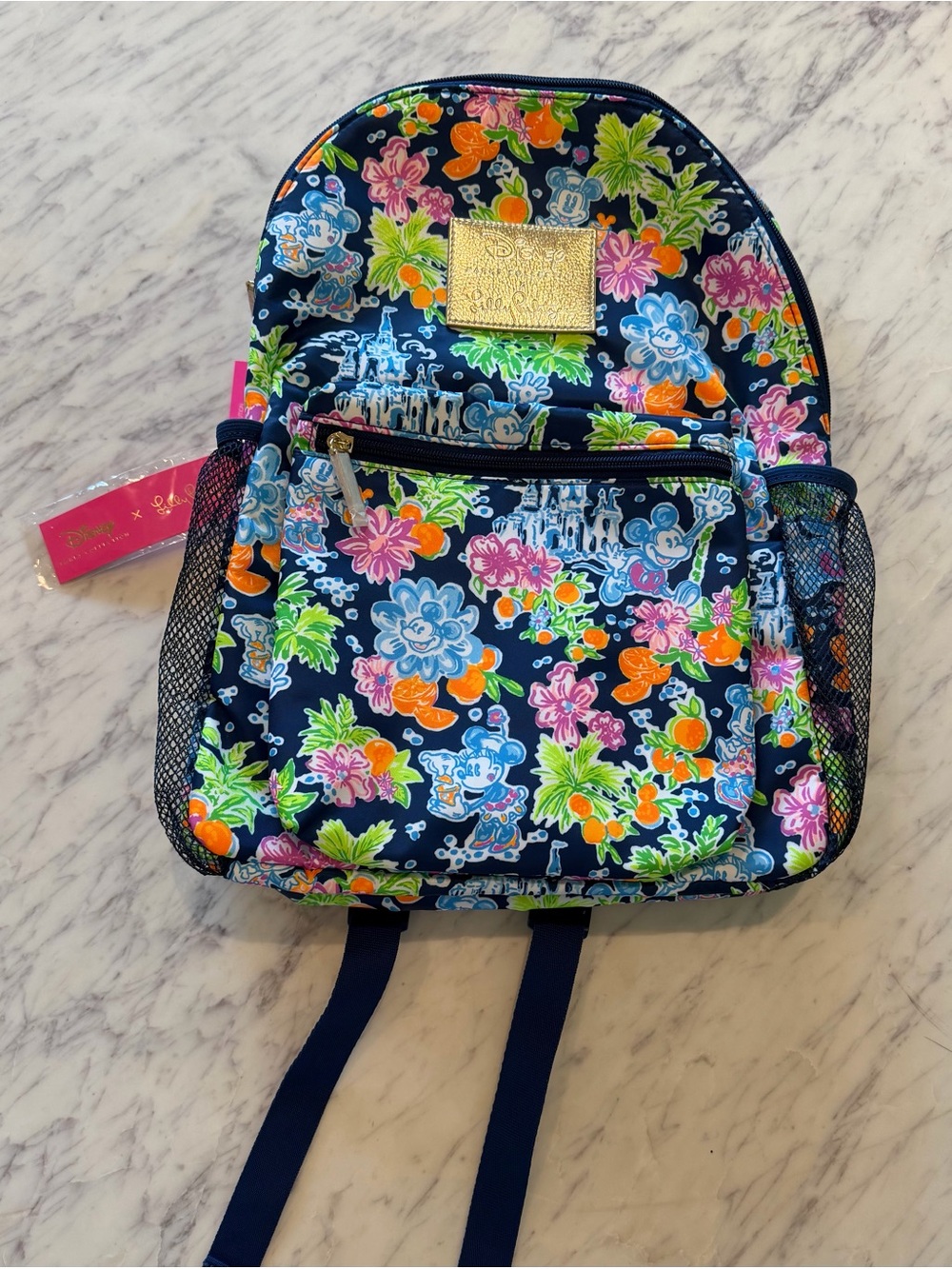 Lilly Pulitzer Loves Disney Mickey Minnie Mouse Aegean Navy Backpack New - Picture 2 of 7